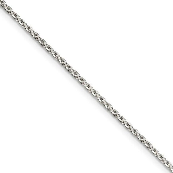 1.5mm Rhodium Plated Sterling Silver D/C Spiga Chain Necklace, 18 Inch - Picture 1 of 7